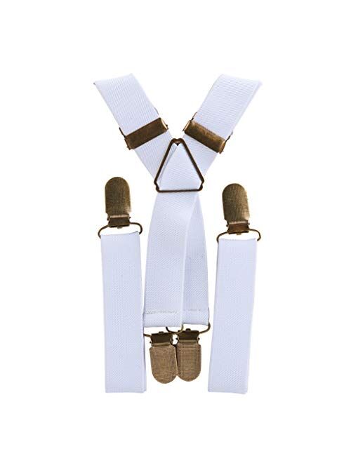 Elastic Suspenders for grooms, groomsmen, ring bearers attire with Brass Clips (Adult & Kids Sizes) - By London Jae Apparel