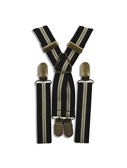 Elastic Suspenders for grooms, groomsmen, ring bearers attire with Brass Clips (Adult & Kids Sizes) - By London Jae Apparel