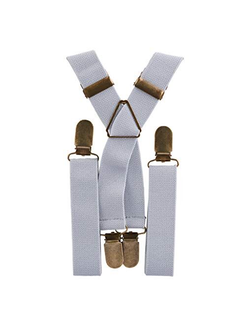 Elastic Suspenders for grooms, groomsmen, ring bearers attire with Brass Clips (Adult & Kids Sizes) - By London Jae Apparel