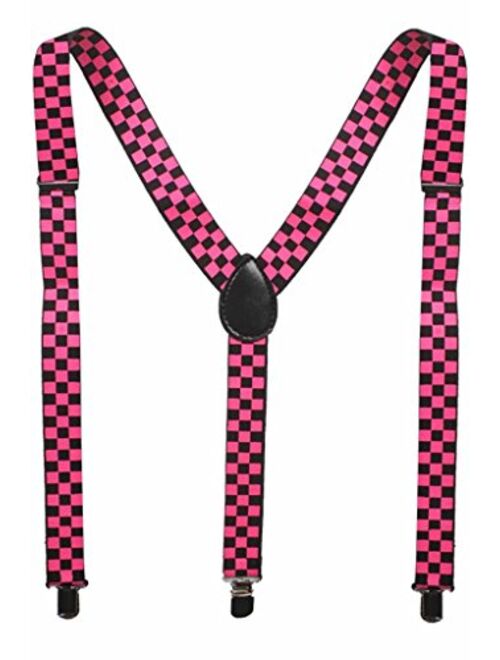 Adult Plain Checkered Leopard Zebra Glitter Elastic Y-Shape Suspender