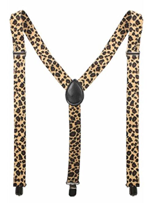 Adult Plain Checkered Leopard Zebra Glitter Elastic Y-Shape Suspender