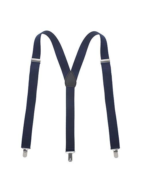 TopTie Men's Solid Elastic Suspenders 1 inch Y-Back Adjustable Suspenders