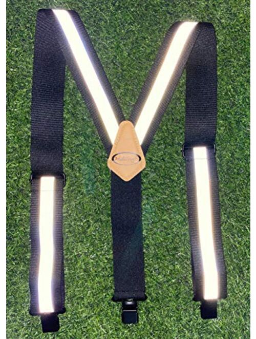 Melo Tough Reflective Safety Suspenders|Work Suspenders with Hi Viz Reflective Strip Hold Up Tool Belt Suspenders