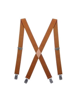 Men’s X-back Suspenders Adjustable Solid Straight Clip Heavy Duty Suspender