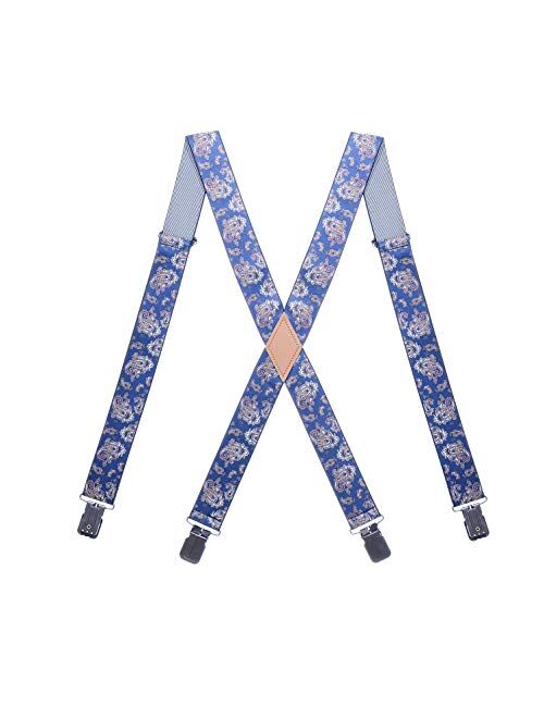 Men’s X-back Suspenders Adjustable Solid Straight Clip Heavy Duty Suspender