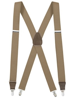 Suspenders for Men X-Back Clip on Leather Crosspatch Made in USA