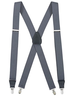 Suspenders for Men X-Back Clip on Leather Crosspatch Made in USA