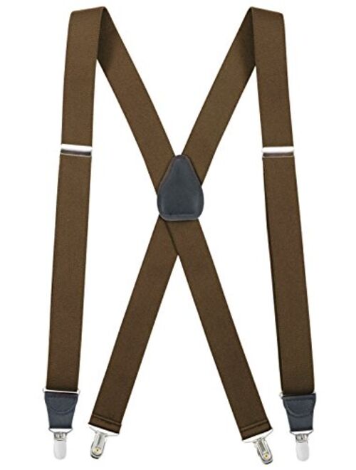 Hold'Em Suspenders for Men X-Back Clip on Leather Crosspatch Made in USA