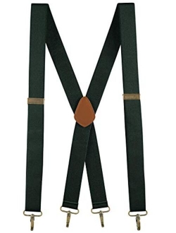 Buyless Fashion Suspenders for Men - 48" Adjustable Straps 1 1/4" - X Back with Metal Hooks