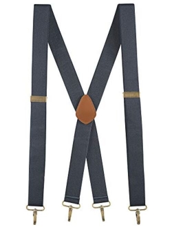 Buyless Fashion Suspenders for Men - 48" Adjustable Straps 1 1/4" - X Back with Metal Hooks