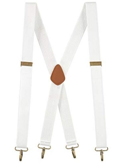 Buyless Fashion Suspenders for Men - 48" Adjustable Straps 1 1/4" - X Back with Metal Hooks