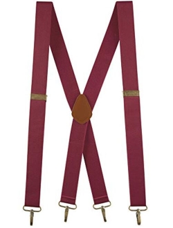 Buyless Fashion Suspenders for Men - 48" Adjustable Straps 1 1/4" - X Back with Metal Hooks