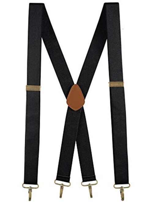 Buyless Fashion Suspenders for Men - 48" Adjustable Straps 1 1/4" - X Back with Metal Hooks