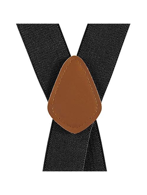 Buyless Fashion Suspenders for Men - 48" Adjustable Straps 1 1/4" - X Back with Metal Hooks