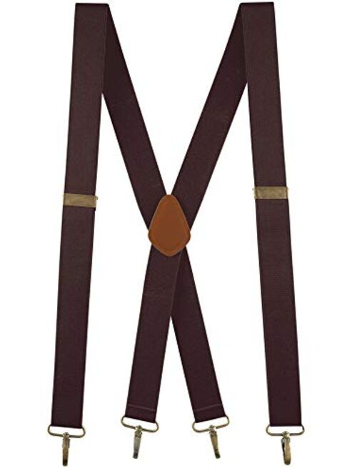 Buyless Fashion Suspenders for Men - 48" Adjustable Straps 1 1/4" - X Back with Metal Hooks