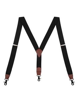 SUNNYTREE Mens Suspenders Adjustable Y Back with Hook Clips