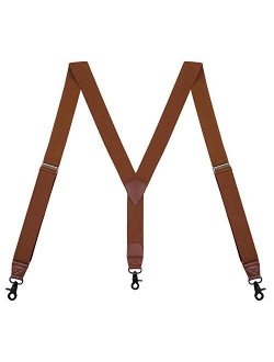 SUNNYTREE Mens Suspenders Adjustable Y Back with Hook Clips