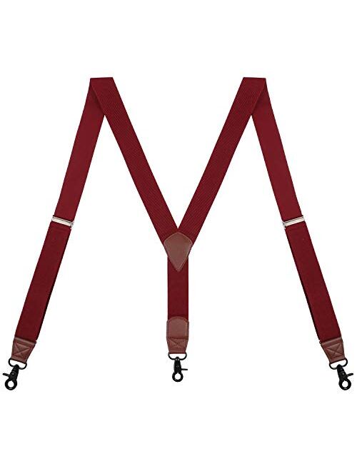 SUNNYTREE Mens Suspenders Adjustable Y Back with Hook Clips