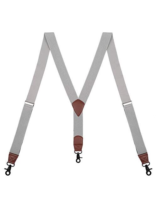 SUNNYTREE Mens Suspenders Adjustable Y Back with Hook Clips