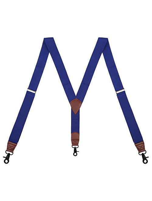 SUNNYTREE Mens Suspenders Adjustable Y Back with Hook Clips