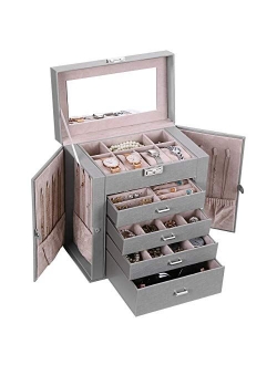 ANWBROAD Jewelry Box with Removable Drawers for Women Large Jewelry Organizer in Different Ways for All Your Jewelry Sturdy Jewelry Case UJJB003H