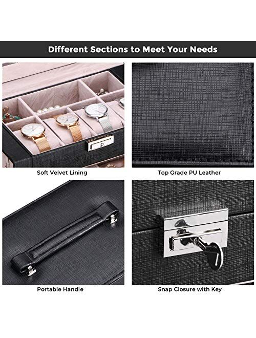 ANWBROAD Jewelry Box with Removable Drawers for Women Large Jewelry Organizer in Different Ways for All Your Jewelry Sturdy Jewelry Case UJJB003H