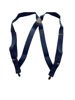 Holdup Suspender's Blue Trucker Style Hip-clip Suspenders in 1 1/2" Width and Silver-tone No-slip Clips