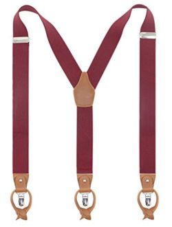 Leather Clip And Button Suspenders For Men, Y-Back Style For Formal Outfits