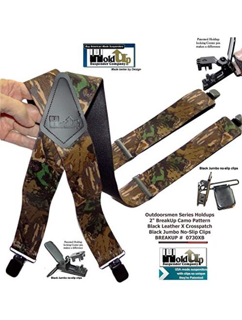 HoldUp Suspender Company Outdoorsmen Series Breakup Camouflage Pattern X-Back Suspenders with Patented Patented No-slip Clips