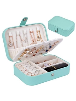 homchen Travel Jewelry Organiser Cases, Jewelry Storage Box for Necklace, Earrings, Rings, Bracelet (Box-Light Blue)