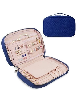 homchen Travel Jewelry Organiser Cases, Jewelry Storage Box for Necklace, Earrings, Rings, Bracelet (Box-Light Blue)