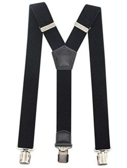 Premium Men's Y-Back Suspenders Stretch Perfect 1.5" Width for Work Style Formal Strong Heavy Duty Clips