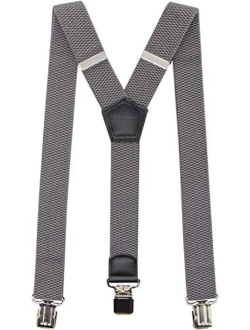 Premium Men's Y-Back Suspenders Stretch Perfect 1.5" Width for Work Style Formal Strong Heavy Duty Clips