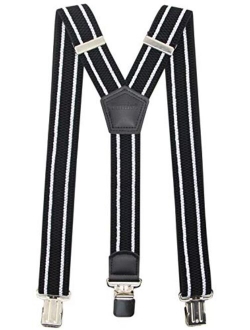 Premium Men's Y-Back Suspenders Stretch Perfect 1.5" Width for Work Style Formal Strong Heavy Duty Clips