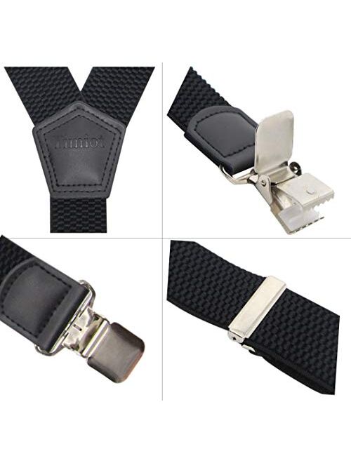 Premium Men's Y-Back Suspenders Stretch Perfect 1.5" Width for Work Style Formal Strong Heavy Duty Clips