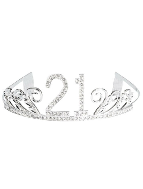 21st Birthday Party Princess Tiara Sparkle Glitter Rhinestone Crown with Combs