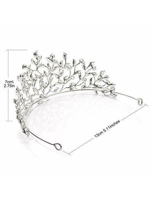 Metal Wedding Tiara - Rhinestone Crystal Princess Tiara for Women and Girls