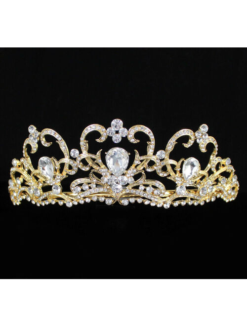 Heart Clear Austrian Rhinestone Crystal Tiara Crown Bridal Pageant Prom T62g