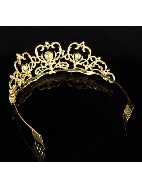 Heart Clear Austrian Rhinestone Crystal Tiara Crown Bridal Pageant Prom T62g