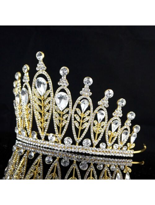 Elegant Floral Clear Austrian Crystal Rhinestone Tiara Crown Prom Pageant T95g