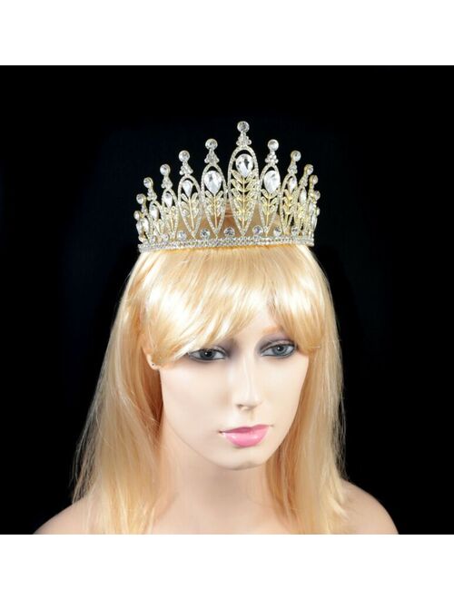 Elegant Floral Clear Austrian Crystal Rhinestone Tiara Crown Prom Pageant T95g