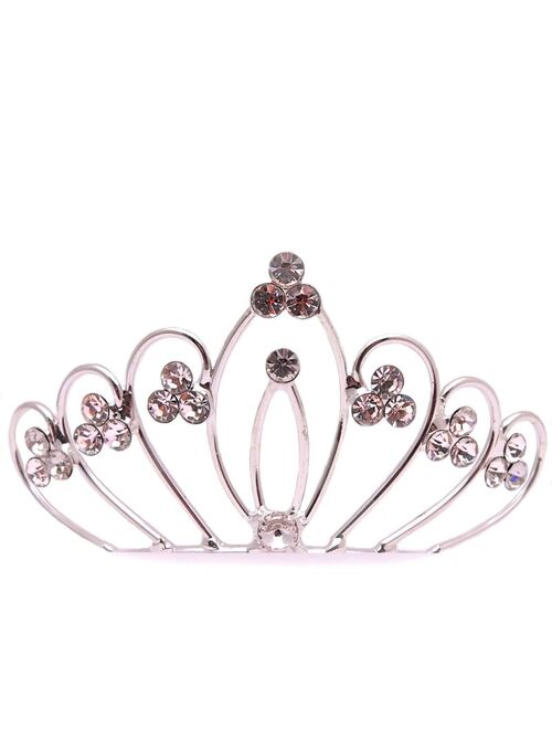 Wedding Bridal Silver Pt Clear Crystal Tiara Rhinestone Crown Prom Quinceanera