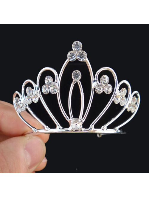 Wedding Bridal Silver Pt Clear Crystal Tiara Rhinestone Crown Prom Quinceanera