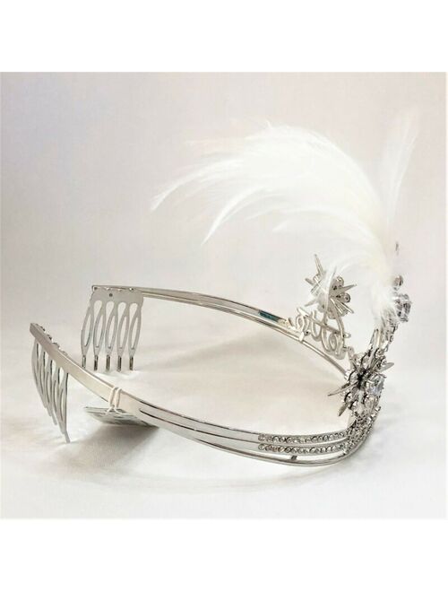 Betsey Johnson 'Betsey Blue Bridal' Bachelorette CZ/Feather Silver Tiara NWT!