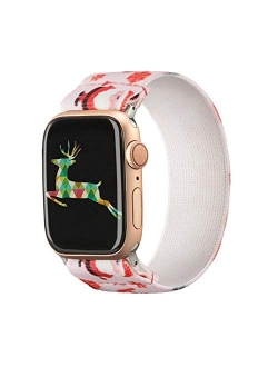 TOYOUTHS Elastic Band Compatible with Apple Watch Band Scrunchies Stretchy Solo Loop 38/40mm Leopard Pattern Soft Nylon Strap Women Replacement Wristband for iWatch Serie