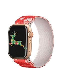 TOYOUTHS Elastic Band Compatible with Apple Watch Band Scrunchies Stretchy Solo Loop 38/40mm Leopard Pattern Soft Nylon Strap Women Replacement Wristband for iWatch Serie