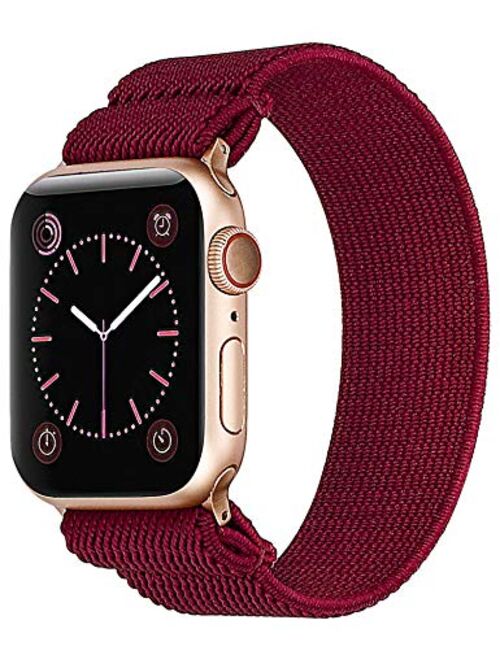 TOYOUTHS Elastic Band Compatible with Apple Watch Band Scrunchies Stretchy Solo Loop 38/40mm Leopard Pattern Soft Nylon Strap Women Replacement Wristband for iWatch Serie