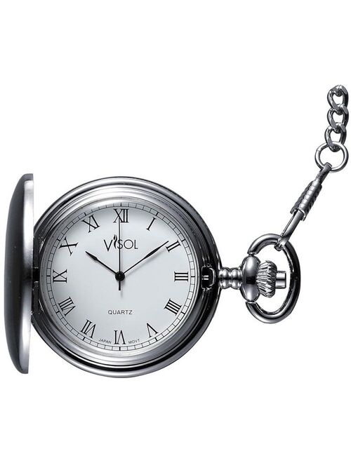 Visol VPW001 Scipio Brushed Chrome Quartz Pocket Watch