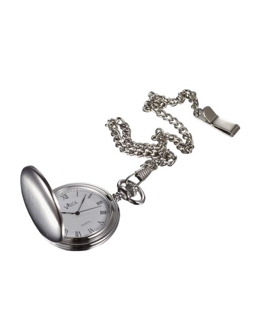 Visol VPW001 Scipio Brushed Chrome Quartz Pocket Watch