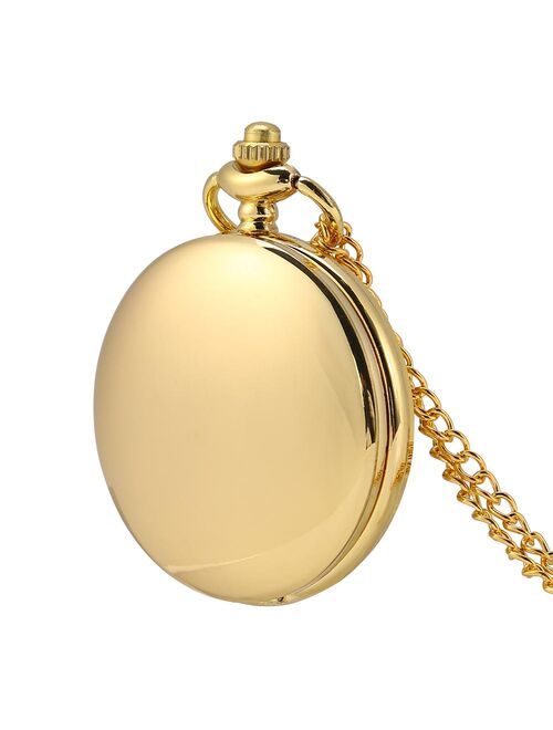 Ccdes Classical Pocket Watch,3Colors Classical Quartz Analog Smooth Pocket Watch Necklace Pendant with Chain,Pocket Watch